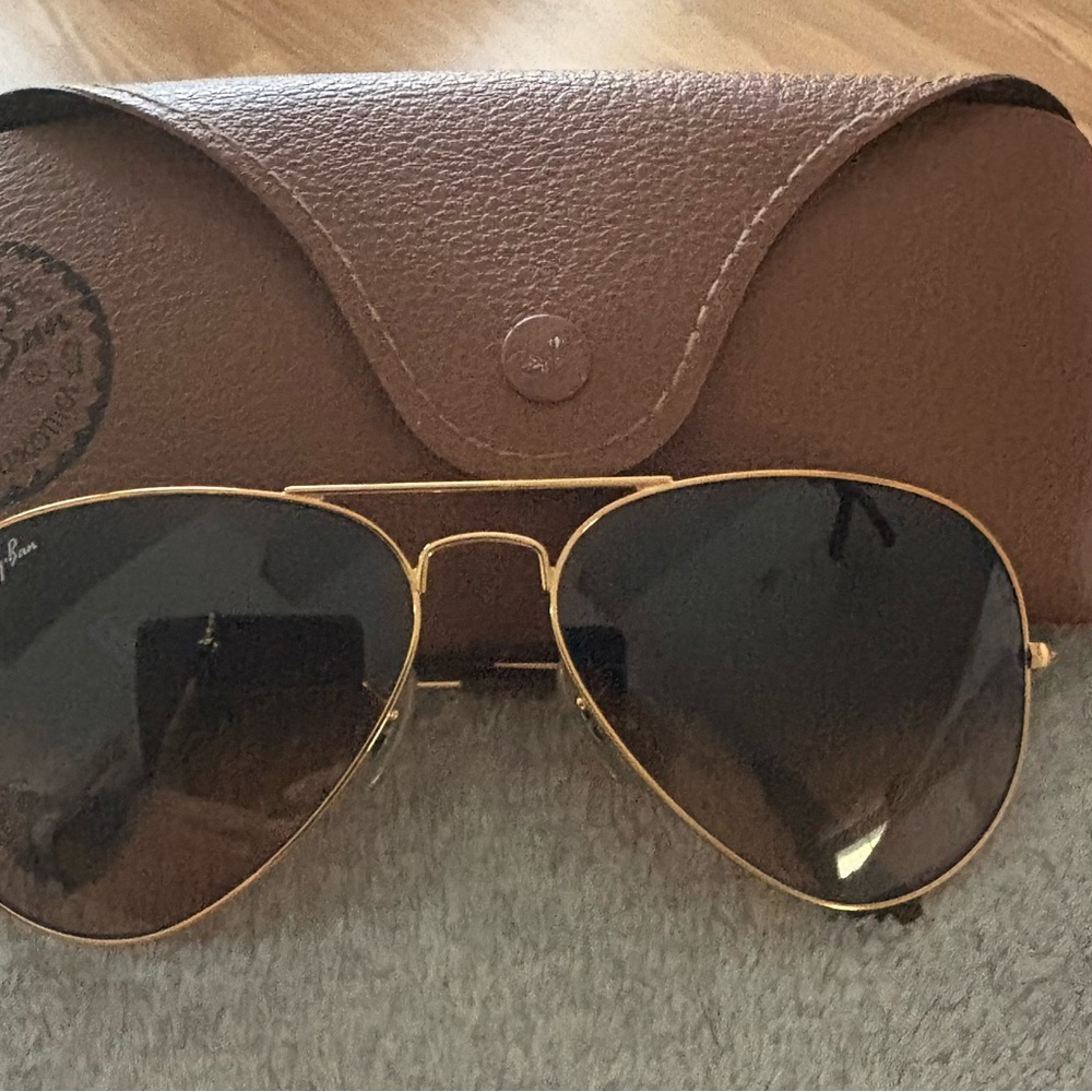 Ray-Ban Gold Frame Sunglasses with Black Lenses